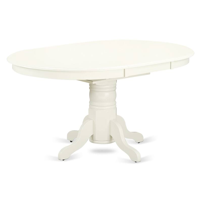 East West Furniture Kitchen Set Consists of an Oval Dining Table and Upholstered Chairs, Linen White (Pieces Options)