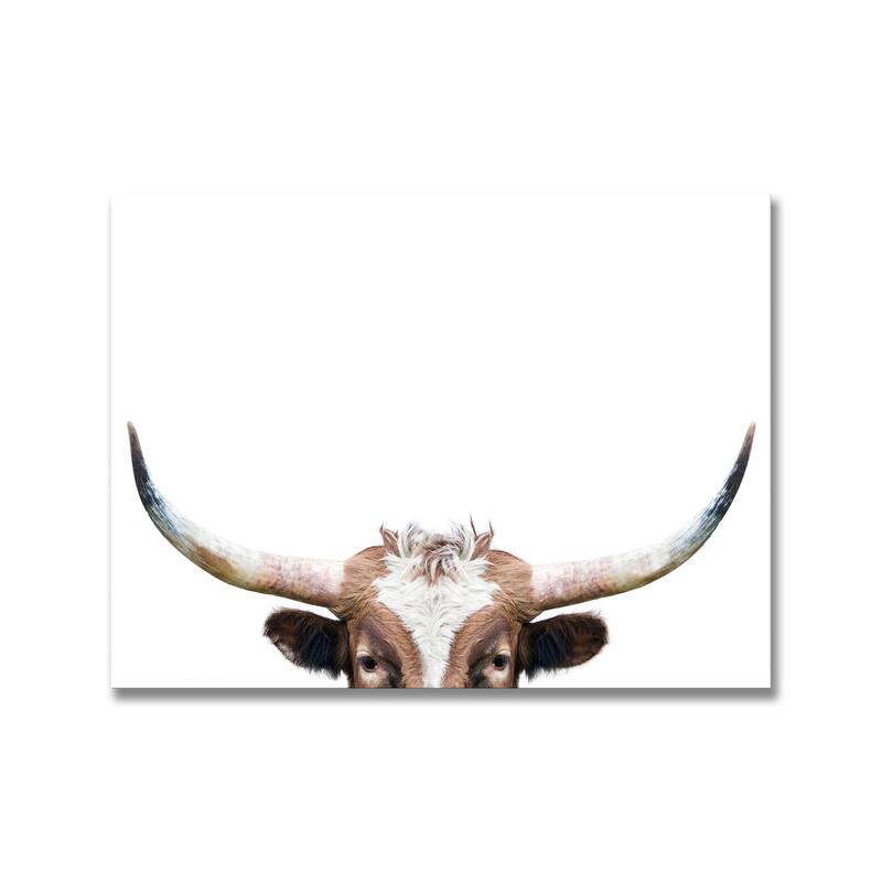 "Peeking Longhorn Cow" Framed Print Wall Art by Kathrin Pienaar