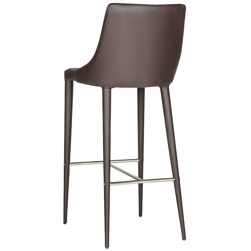 SAFAVIEH Carlene Mid-Century Dining Modern 42-inch White Leather Bar Stool - 21.2" x 18.9" x 41.8" - 21Wx19Dx42H - Brown
