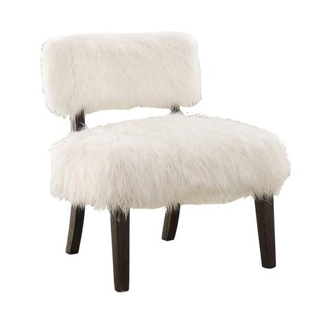 Faux Fur Accent Chair in White/Black