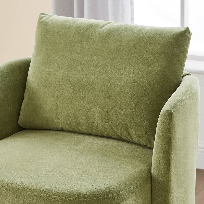 Chenille 360° Swivel Barrel Chair with Ergonomic Curved Design and 440lb Weight Capacity