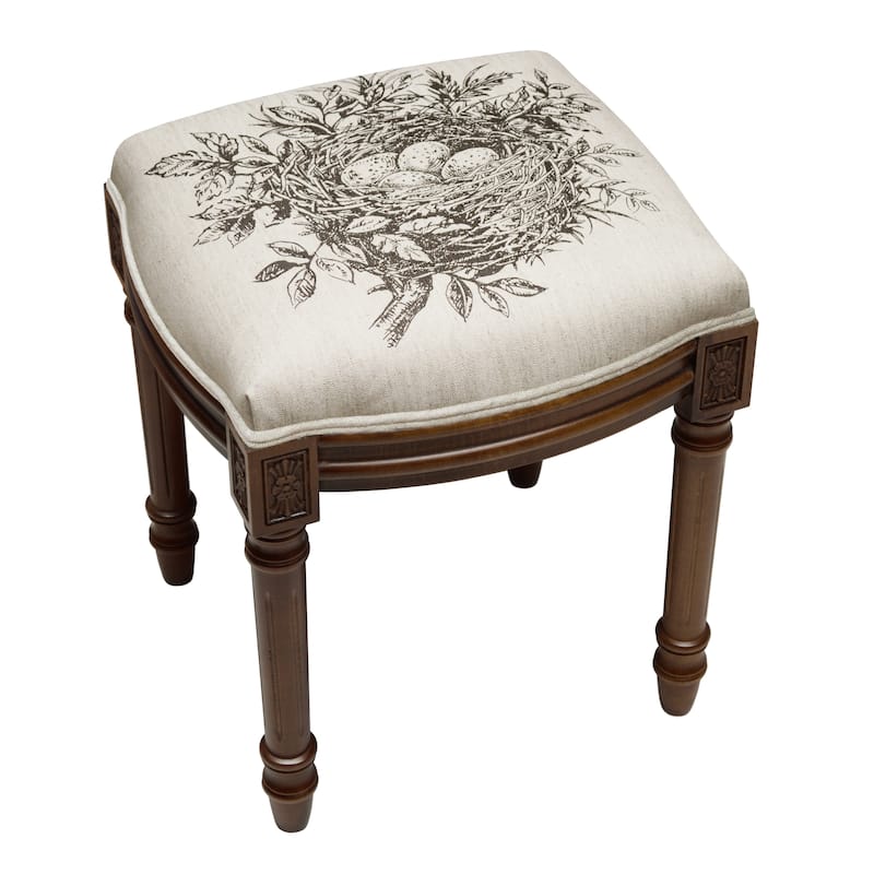 Bird's Nest Vanity Stool with Wood Stain Finish