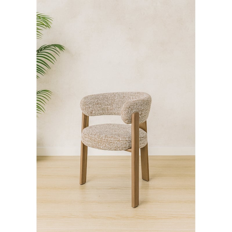 Upholstered 3-leg Wood-look Metal Frame 2pc Dining Chairs - N/A