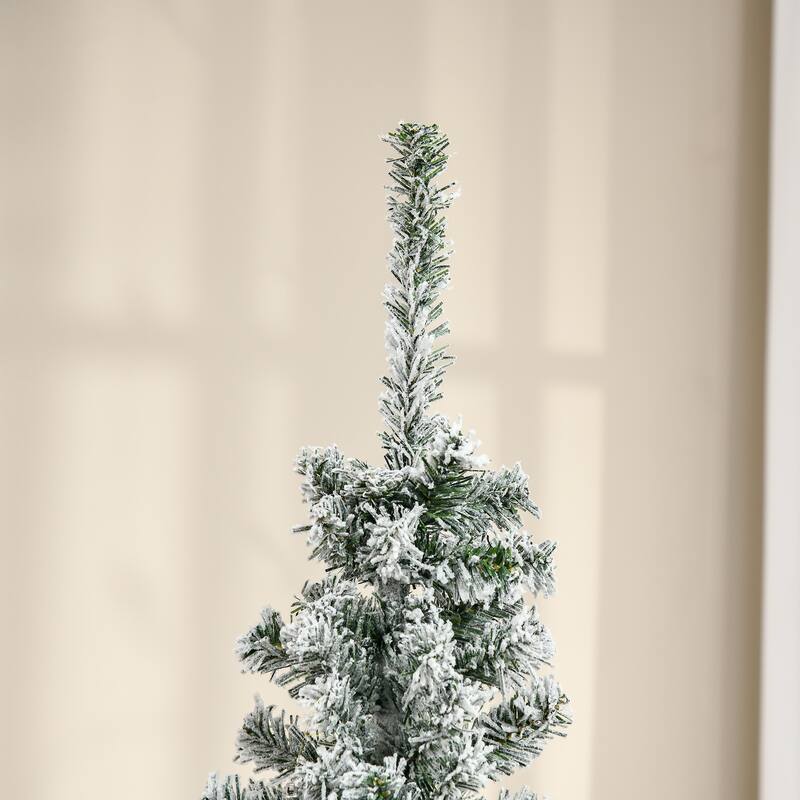Elegant 6' Unlit Snow-Flocked Christmas Tree with Full Branch Tips and Sturdy Base for Indoor Decor