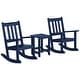 preview thumbnail 14 of 63, Laguna Kids Outdoor Poly Rocking Chair with Side Table 3-Piece Set Navy Blue