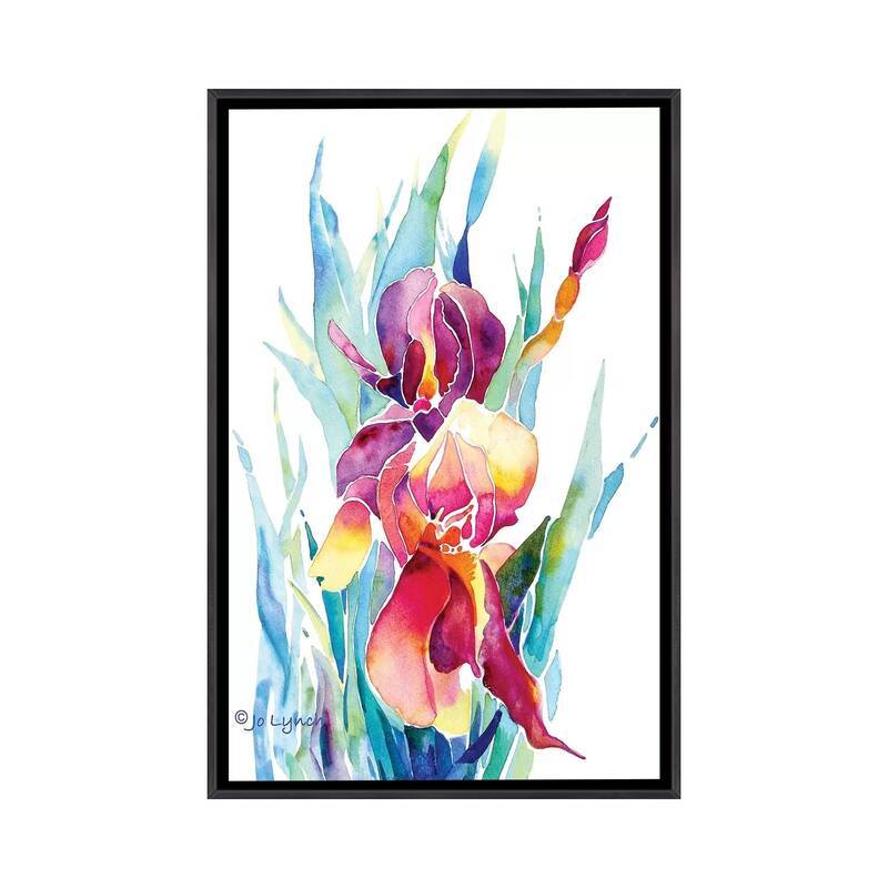 iCanvas "Iris Flower" by Jo Lynch Framed - Ebony - 26x18