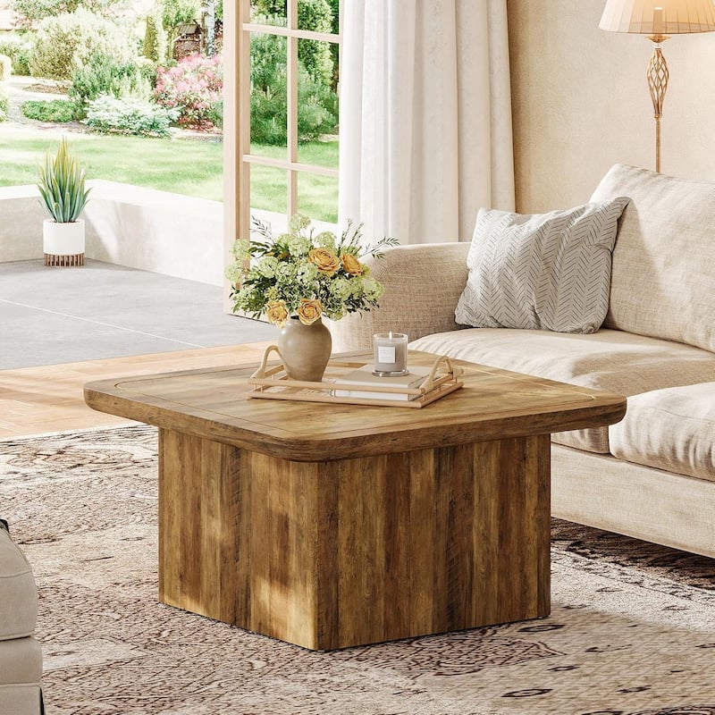 31.5 Inches Square Coffee Table, Farmhouse Center Cocktail Table