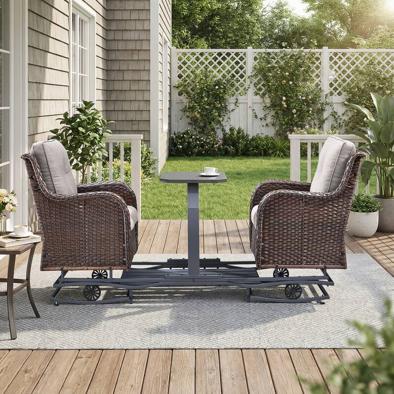 Pocassy Outdoor Patio 2-Person Swing Glider Chair