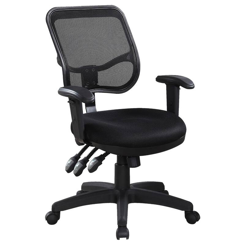 Ergonomic Black Swivel Office Chair - Adjustable Height Mesh Desk Chair with Armrests