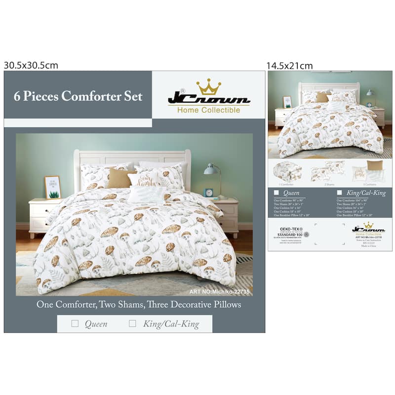 Shatex Michiko 6 Pieces Lightweight Bedspread set,Oversized Reversible Quilt set,Bedding Comforter Set
