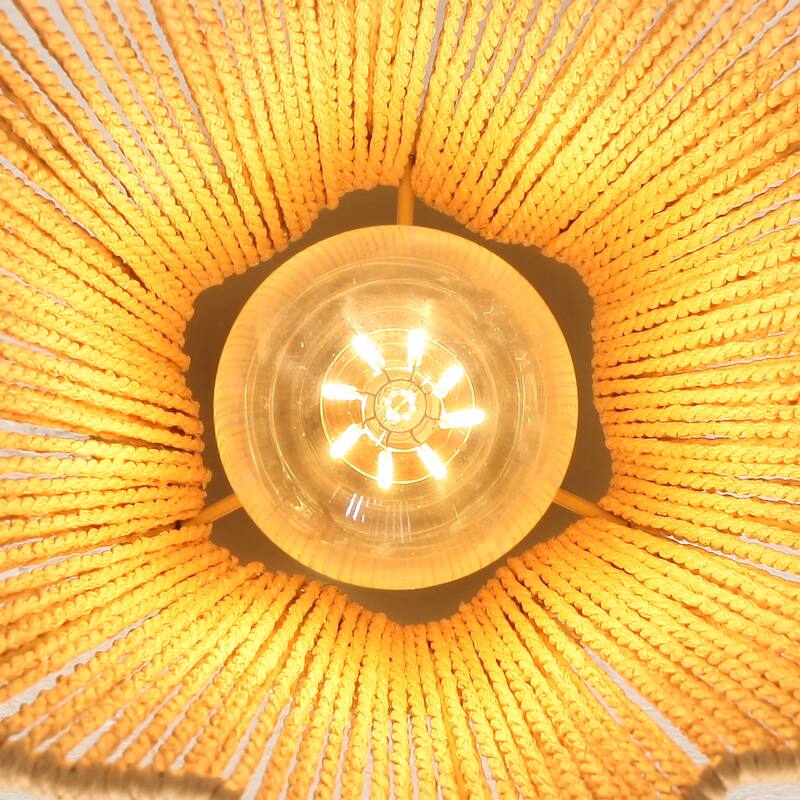 1-Light Brown Paper Rope Boho Semi-Flush Mount Ceiling Light