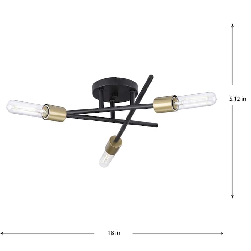 Astra Collection 3-Light 18 in. Antique Bronze Modern Semi-Flush Mount Light - Medium