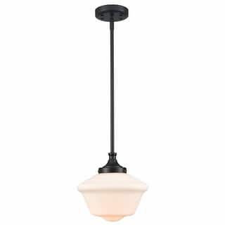 Antalya Schoolhouse Pendant Light Fixture with Milk Glass Shade 1-Light