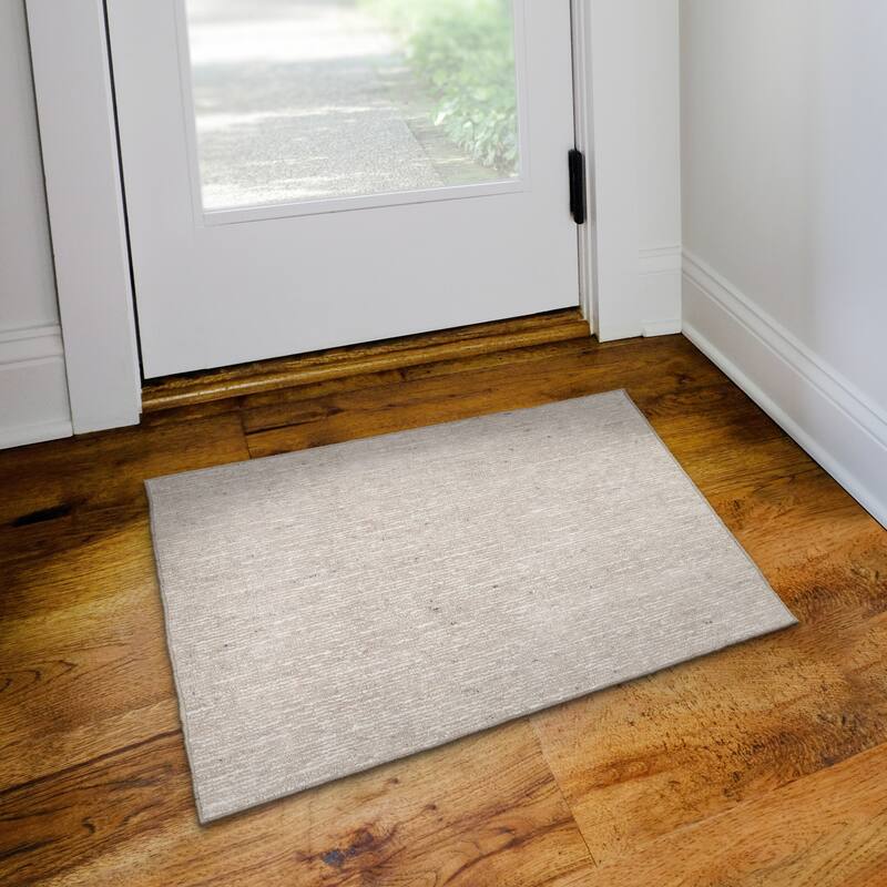 Addison Villager Textured Solid Wool and Viscose Area Rug - 2' x 3' - Ivory