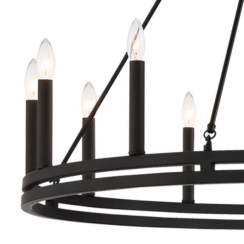 Acroma 12-light 40In Farmhouse Updated Wagon Wheel Chandelier Candle Lighting