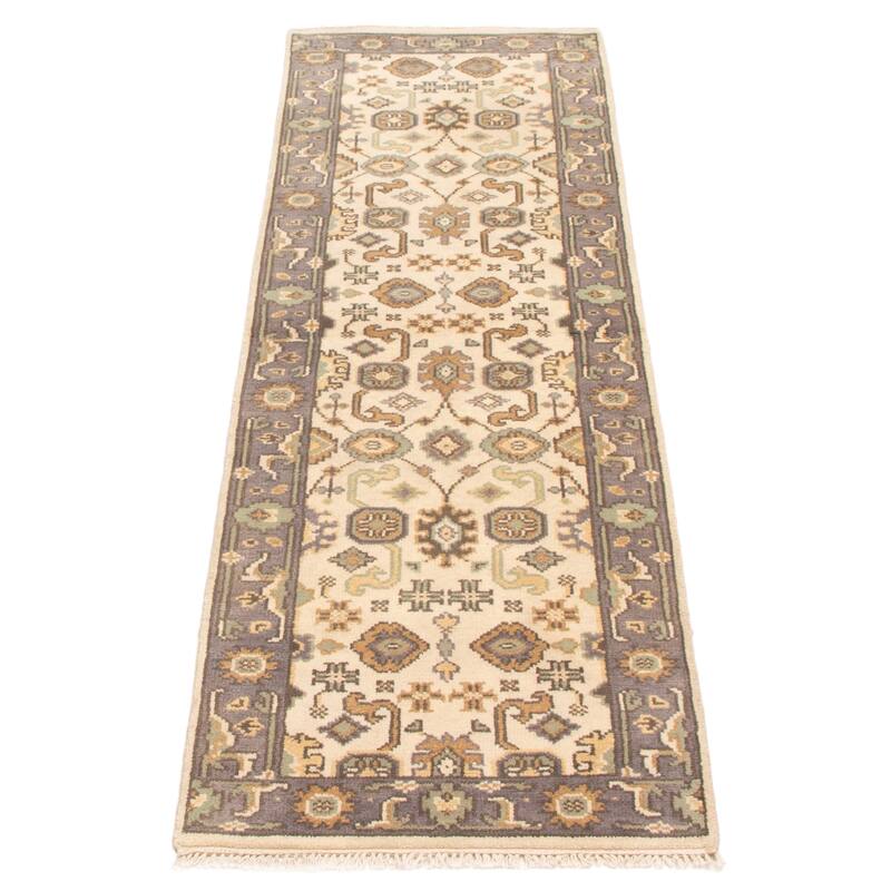 ECARPETGALLERY Hand-knotted Royal Oushak Cream Wool Rug - 2'5 x 7'10