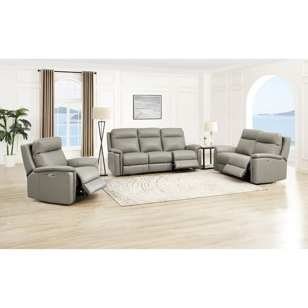 Hydeline Stanfield Zero Gravity Power Recline and Headrest Top Grain Leather Sofa, Loveseat and
