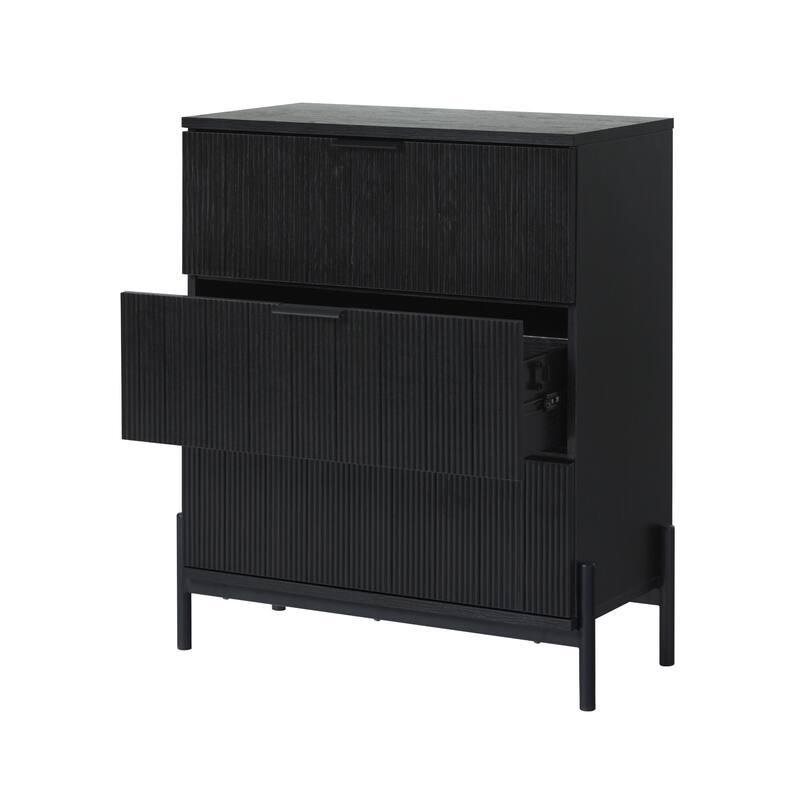 Middlebrook Designs Three Drawer Chest with Reeded Drawer Fronts