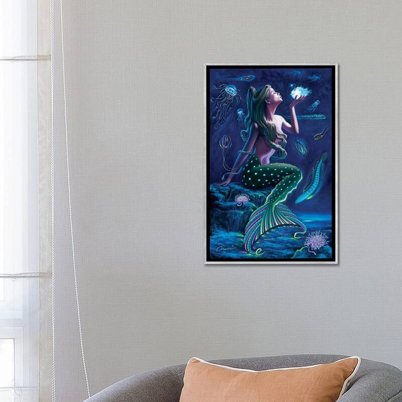 iCanvas "Bioluminescent Mermaid" by Wil Cormier Framed
