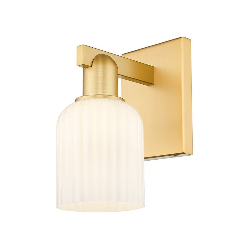 Innovations Lighting 716-1W-11-5 Bridal Veil Sconce Bridal Veil 11" - Satin Gold / Gloss White