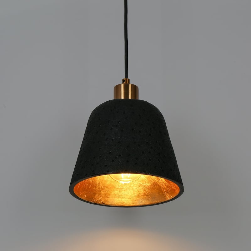Ampla Modern Farmhouse 1-light Dome Pendant Light Black Gold Dimmable Kitchen Island Lighting