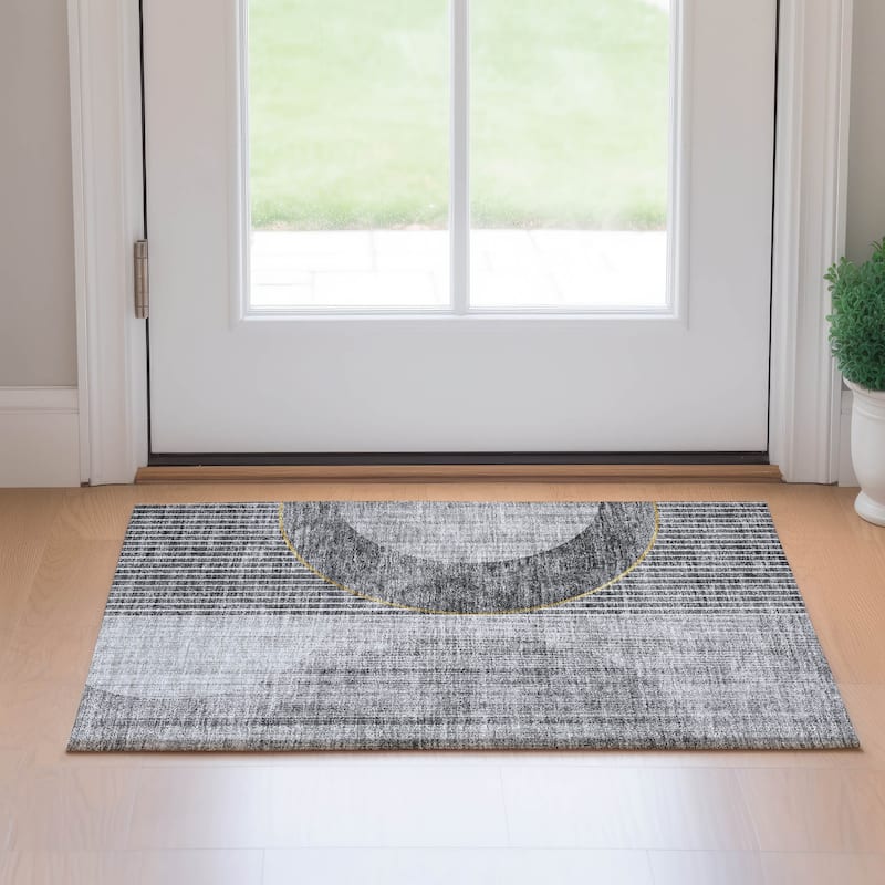 Premium Washable Super Soft Modern Gatsby Mayfield Rug - Charcoal - 1' 8" x 2' 6" - Rectangle
