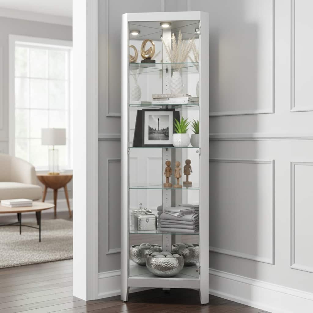 Howard Miller Tamsin II 6-shelf Silver Corner Curio Cabinet