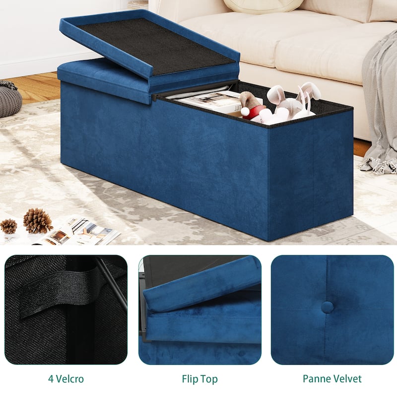 Moasis 43"Lift Top Button Tufted Fabric Storage Ottoman