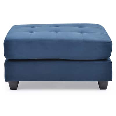 Upholstered Tufted Ottoman - 38" - Dark Blue