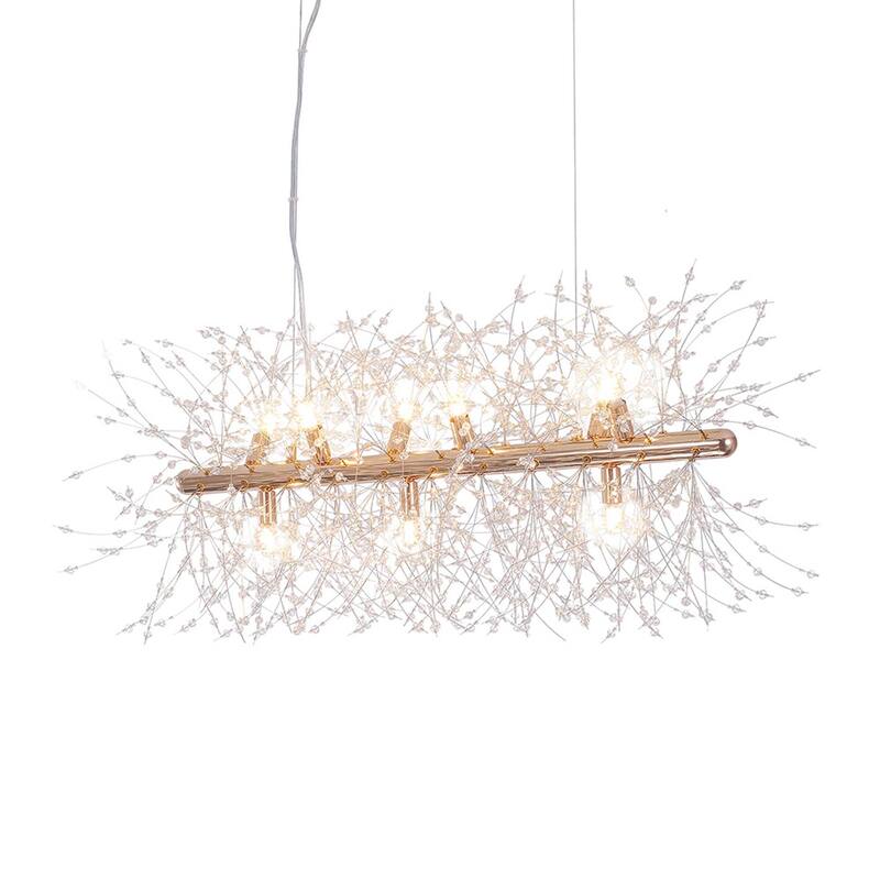 9-Light Modern Linear Firework Dandelion Crystal Chandelier