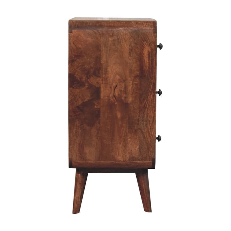 Artisan Furniture Solid Wood Honey Caramel T-bar Ridged Chest, Brown, 3 Drawers - N/A