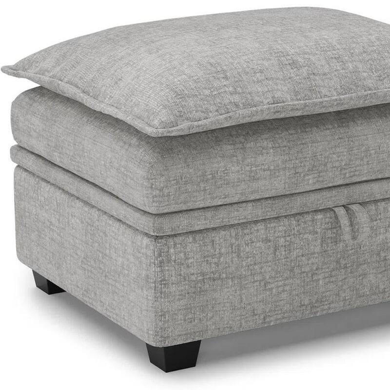 HomeRoots 30" Gray and Black Chenille Storage Ottoman