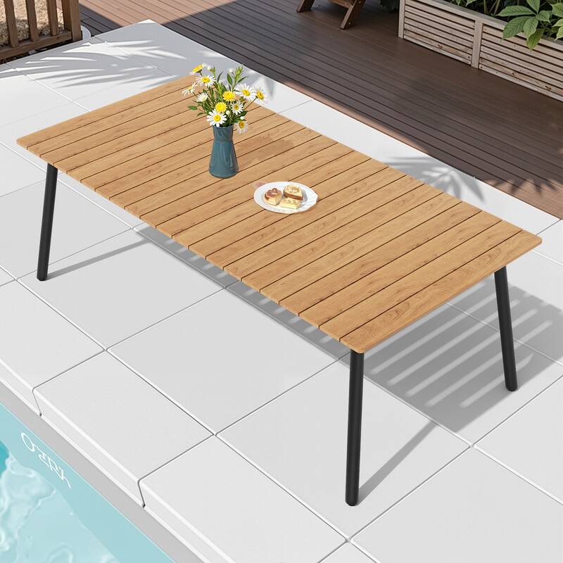 Pellebant Outdoor Rectangle Aluminum Dining Table with Umbrella Hole