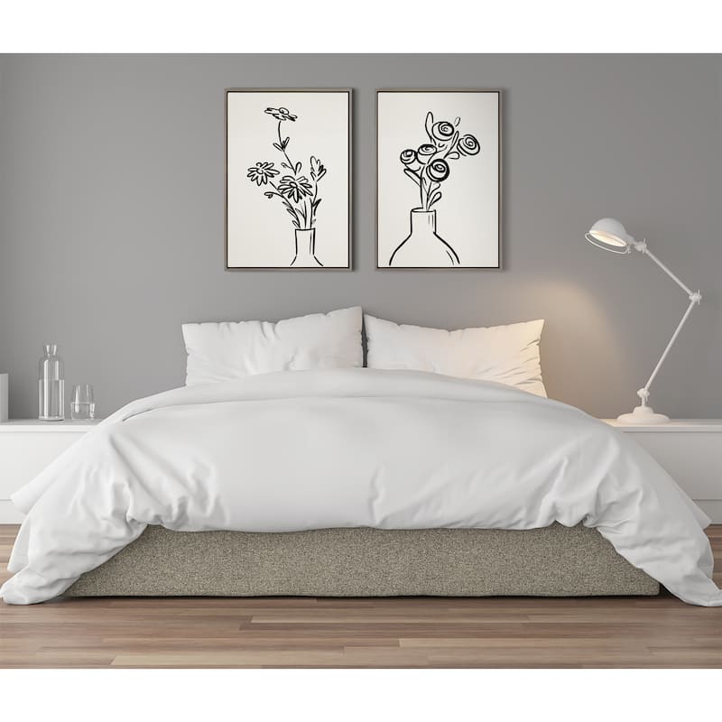 Kate and Laurel Sylvie Flowers Canvas Set by The Creative Bunch Studio
