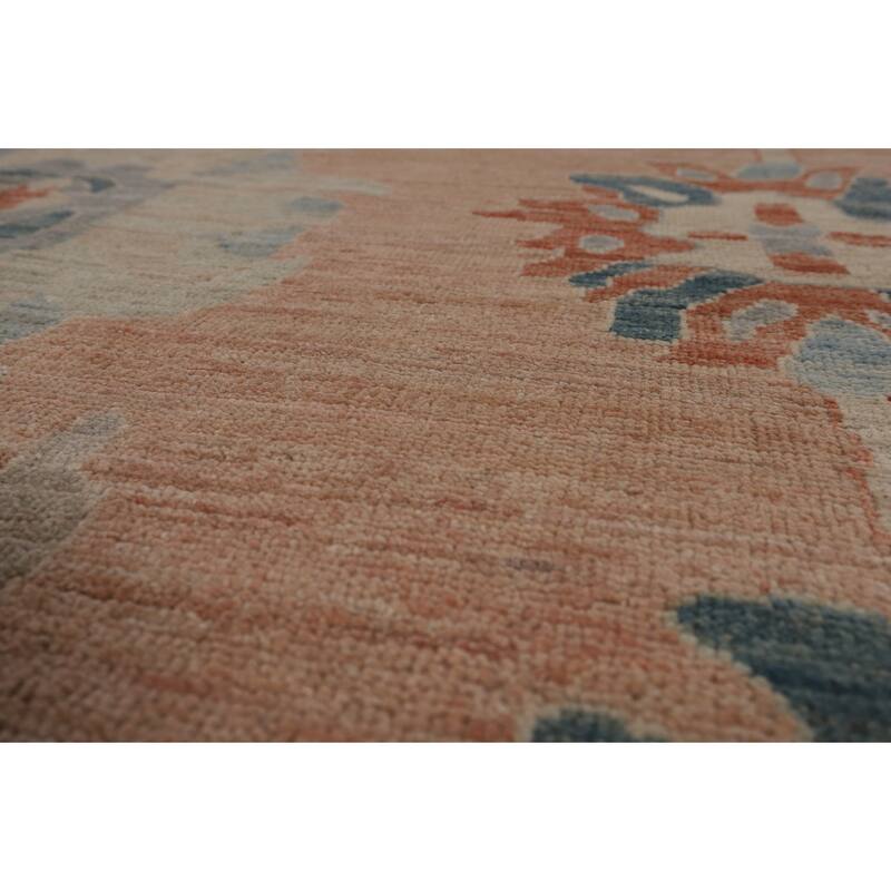 Oushak Turkish Area Rug Handmade Pink Vegetable Dye Wool Carpet - 9'2"x 11'8"
