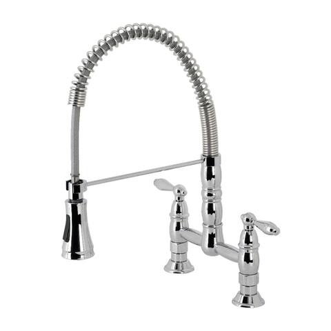 Kingston Brass Heritage 1.8 GPM Widespread Bridge Pull Down Kitchen