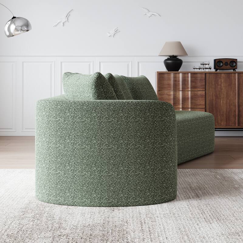 Modular Curved Sectional Sofa, Oversized Chenille Cloud Couch, Compressed Upholstered Sofa with 4 Throw Pillows