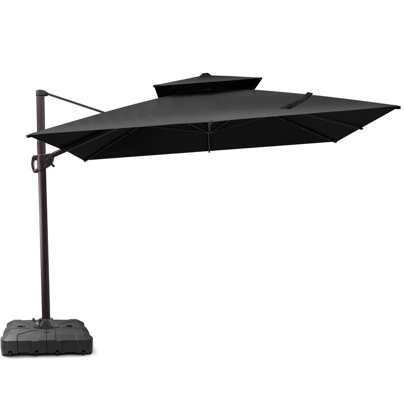 Outdoor 10FT Square Adjustable Offset Cantilever Patio Umbrella with Base