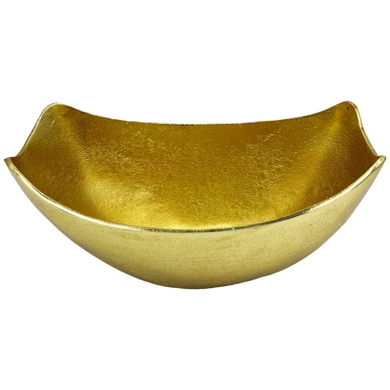 12.5 Inch Wide Decorative Handmade Aluminum Modern Bowl in Gold - 12.5 x 7.5 x 6.5 in