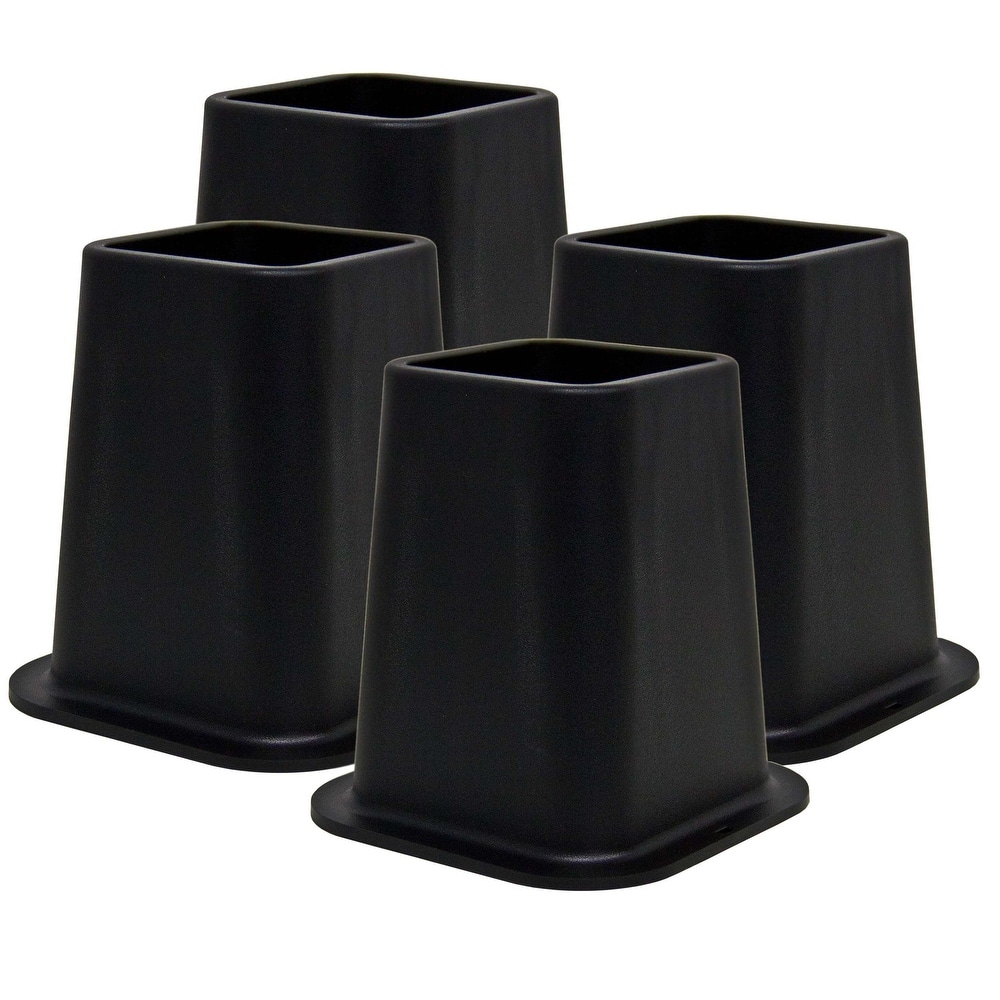 Heavy Duty Premium Quality 6 Inch Bed Risers - Furniture Riser for Desk, Sofa, Couch & Table, Black, Set of 4