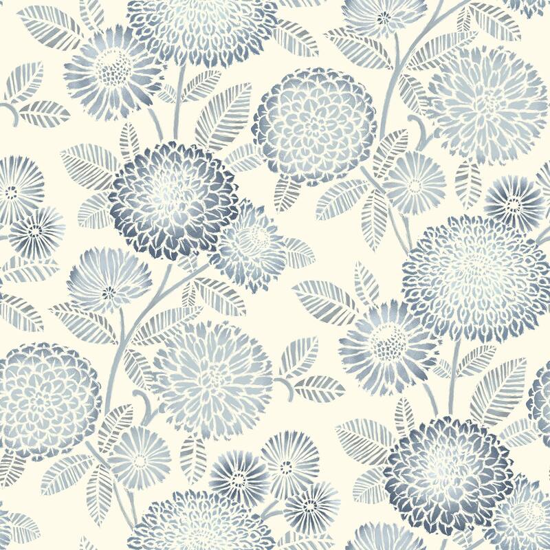 Chesapeake Zalipie Blue Floral Trail Wallpaper