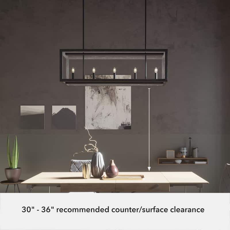Hunter Squire Manor 6-Light Linear Chandelier - Island, Dining room - Candle, Modern Farmhouse, Transitional