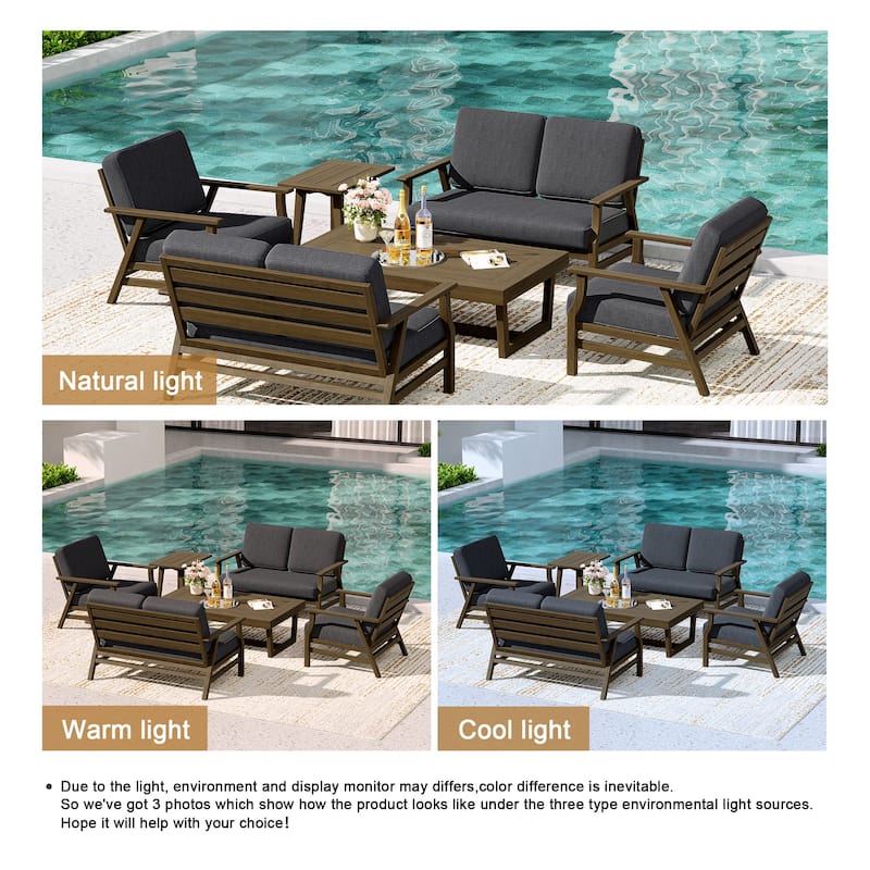4-Piece Teak Outdoor Conversation Set With 2 Loveseats, Coffee Table & Side Table