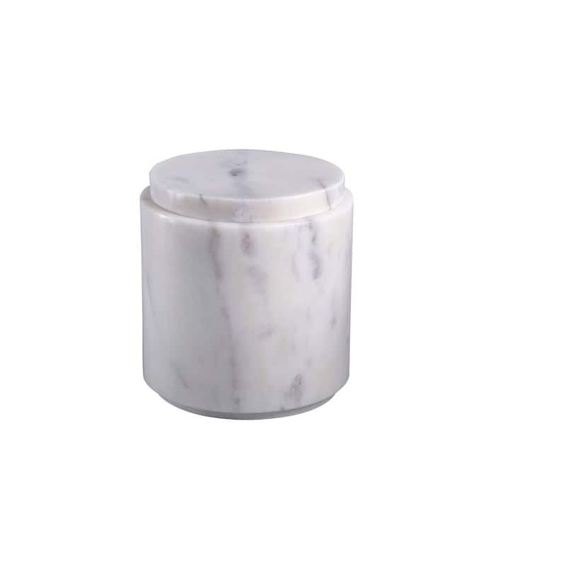 Lg. Marble Round Canister w/Lid LP -ST - WHITE