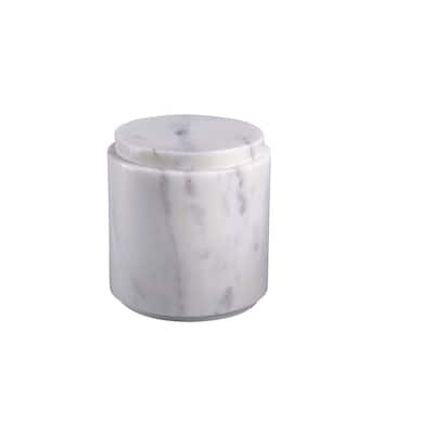 Lg. Marble Round Canister w/Lid LP -ST - WHITE