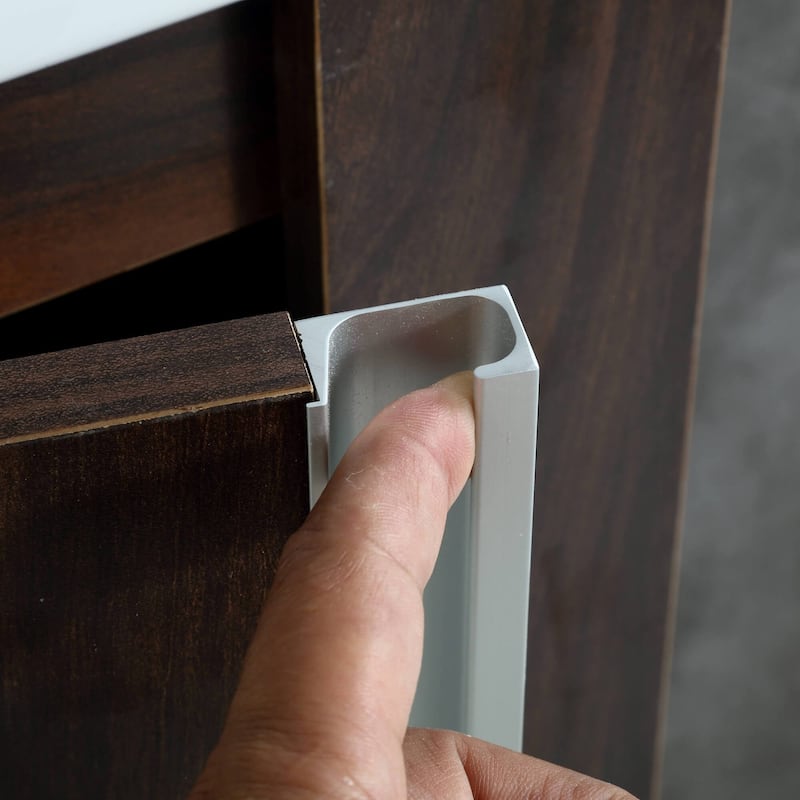 Fine Fixtures Compacto Black Walnut Wall Mount Single Bathroom Vanity with Vitreous China Sink and Mirror