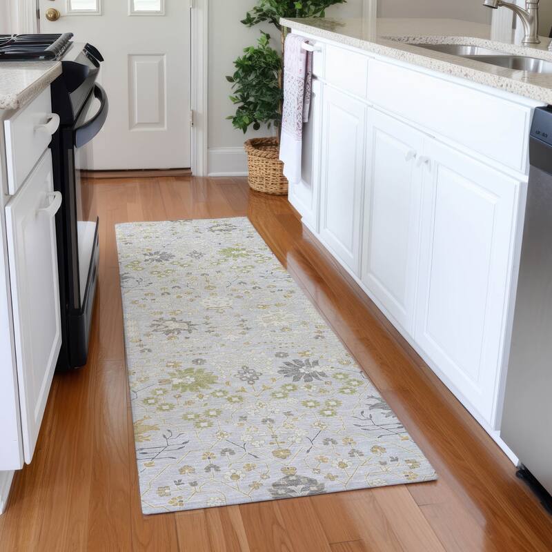 Premium Washable Super Soft Traditional Oushak Mayfield Rug - Silver - 2'3" x 7'6"