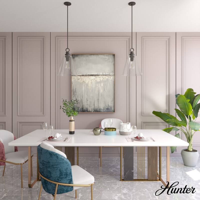 Hunter Klein 14" 1-Light Glass Pendant - Kitchen Island, Dining Room, Entry - Contemporary, Transitional