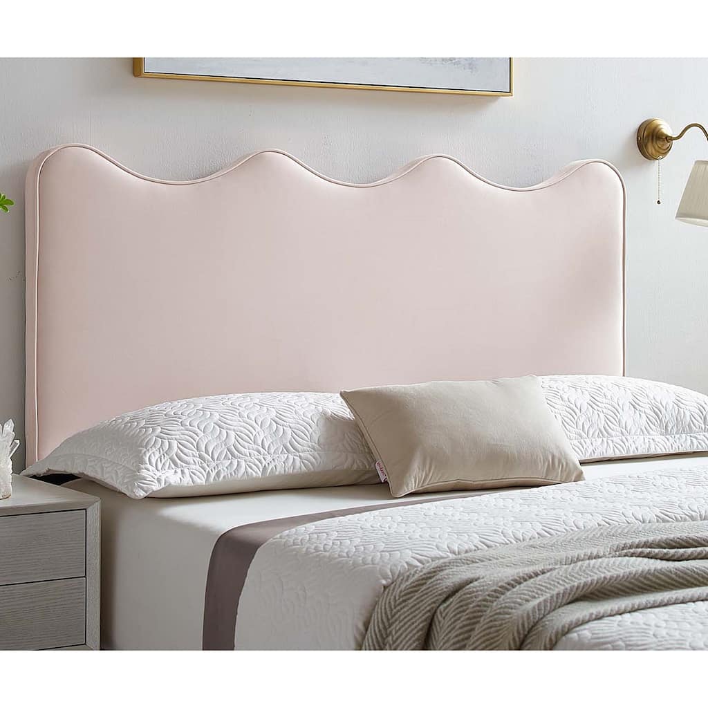 Monrovia Pink Velvet Upholstered Twin Size Headboard