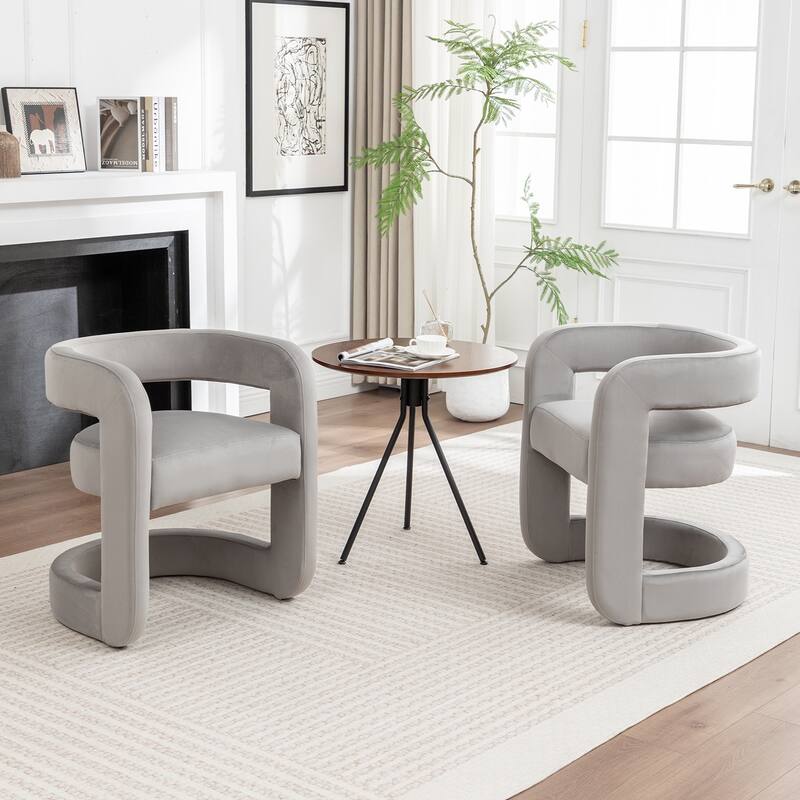 SEYNAR Modern Velvet E-Shaped Open Back Dining chair Set of 2